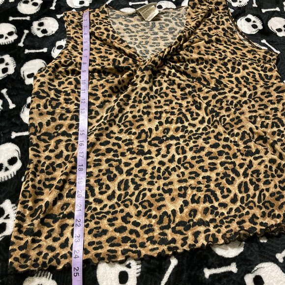 PREMIERE COLLECTION Plus-size leopard print v-neck sleeveless shirt XL 1X 2X top - Picture 5 of 12